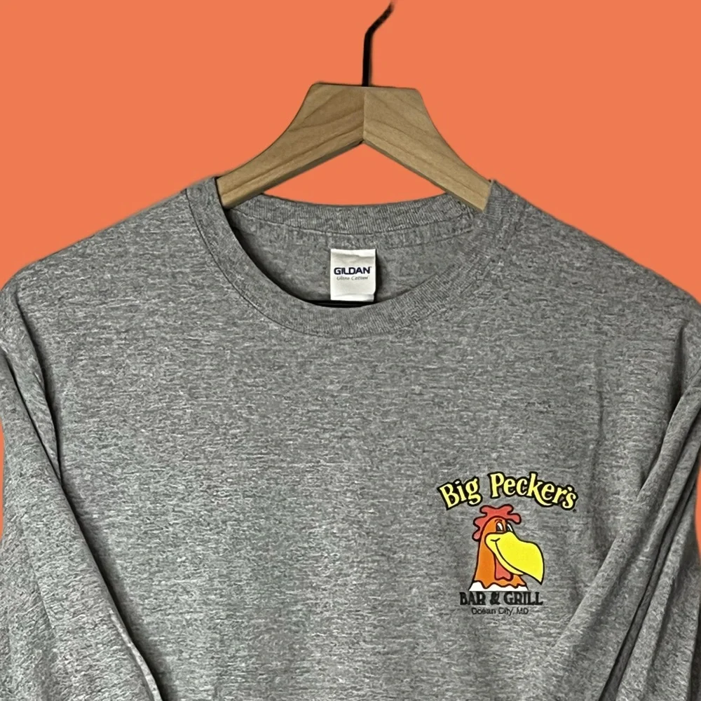 Gildan Heather Gray Graphic Long Sleeve T-Shirt - Picture 11 of 11